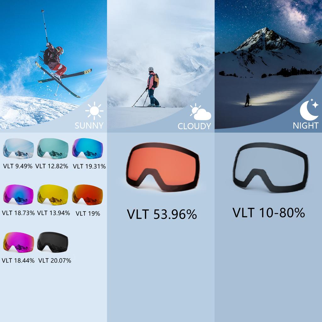 Maxjuli Ski Goggles Lens Only Winter Snow Sports with Anti-fog for Men Women Youth Skiing Skating mask ONLY LENS FOR M6