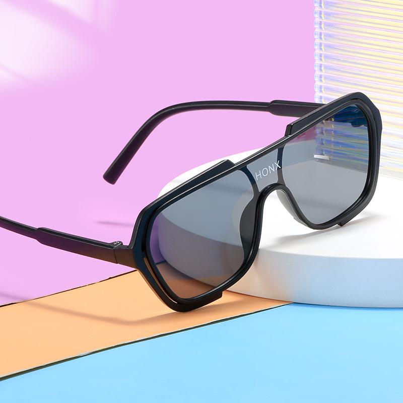 Детские солнцезащитные очки, модные цельные солнцезащитные очки с большой оправой, защита от ультрафиолета, персонализированные очки для уличной стрельбы для мальчиков и девочек, стильные очки прилив