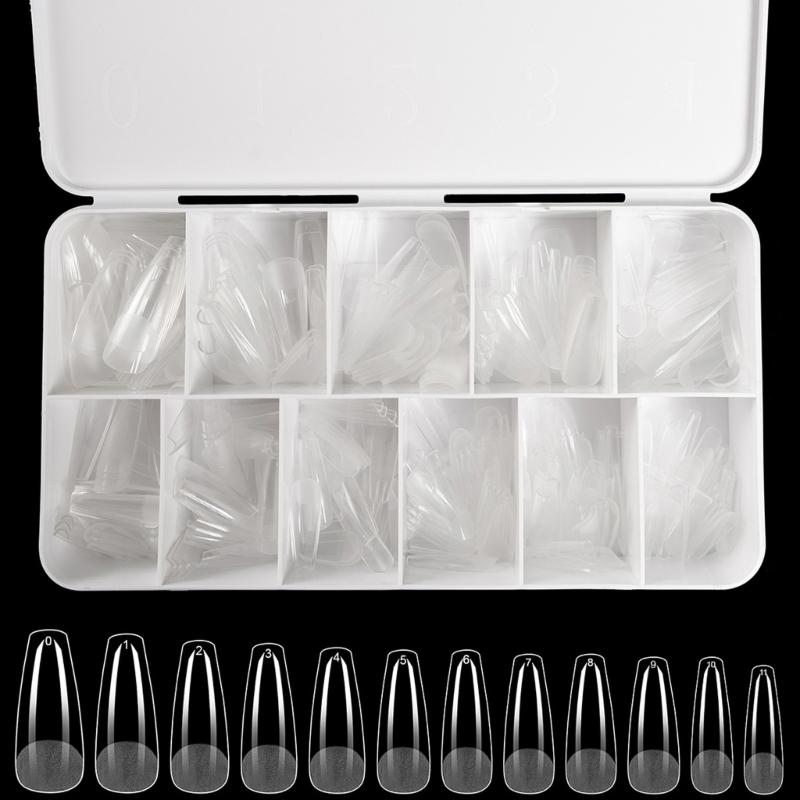 Средние миндалевидные гелевые типсы для ногтей 550 шт. Предварительно матированные прозрачные накладные ногти для профессионального и начинающего использования