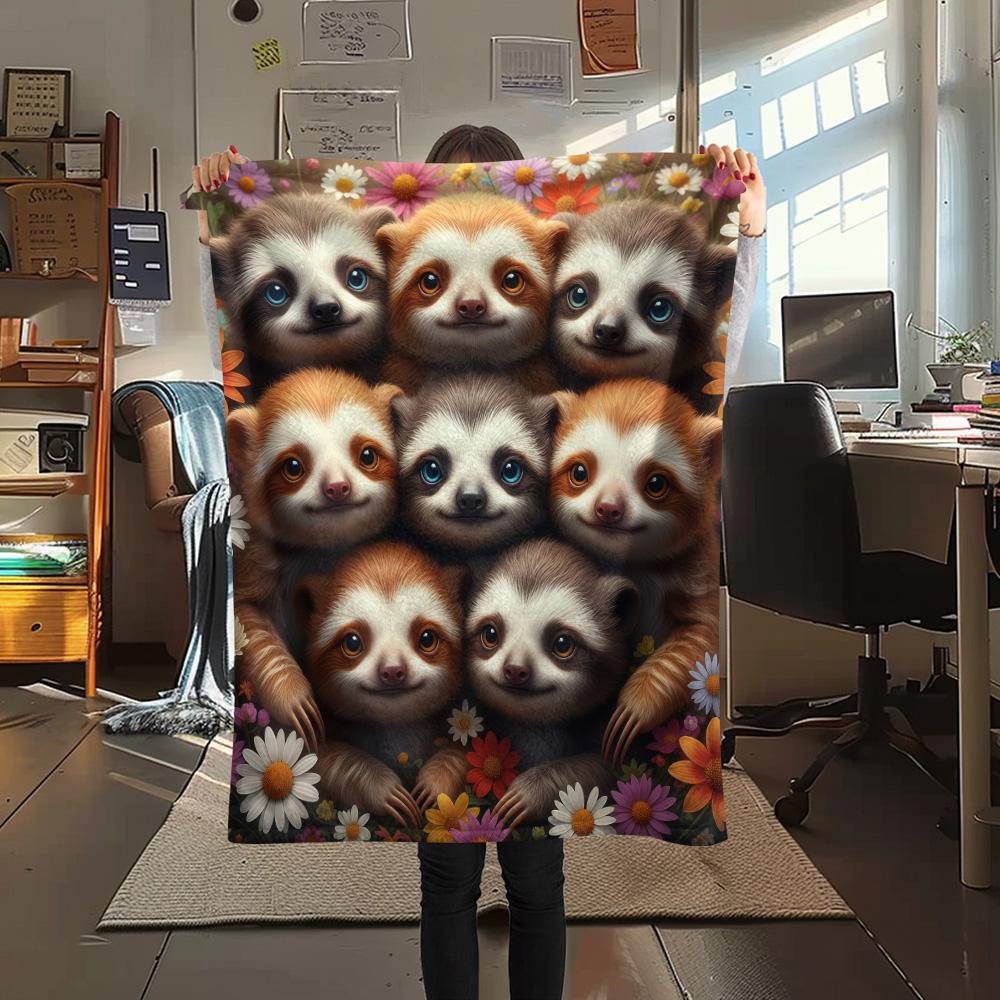 1PC Animals Print Flannel Blanket, High quality Comfortable for All Seasons, Home Decor, Warmth and Comfort