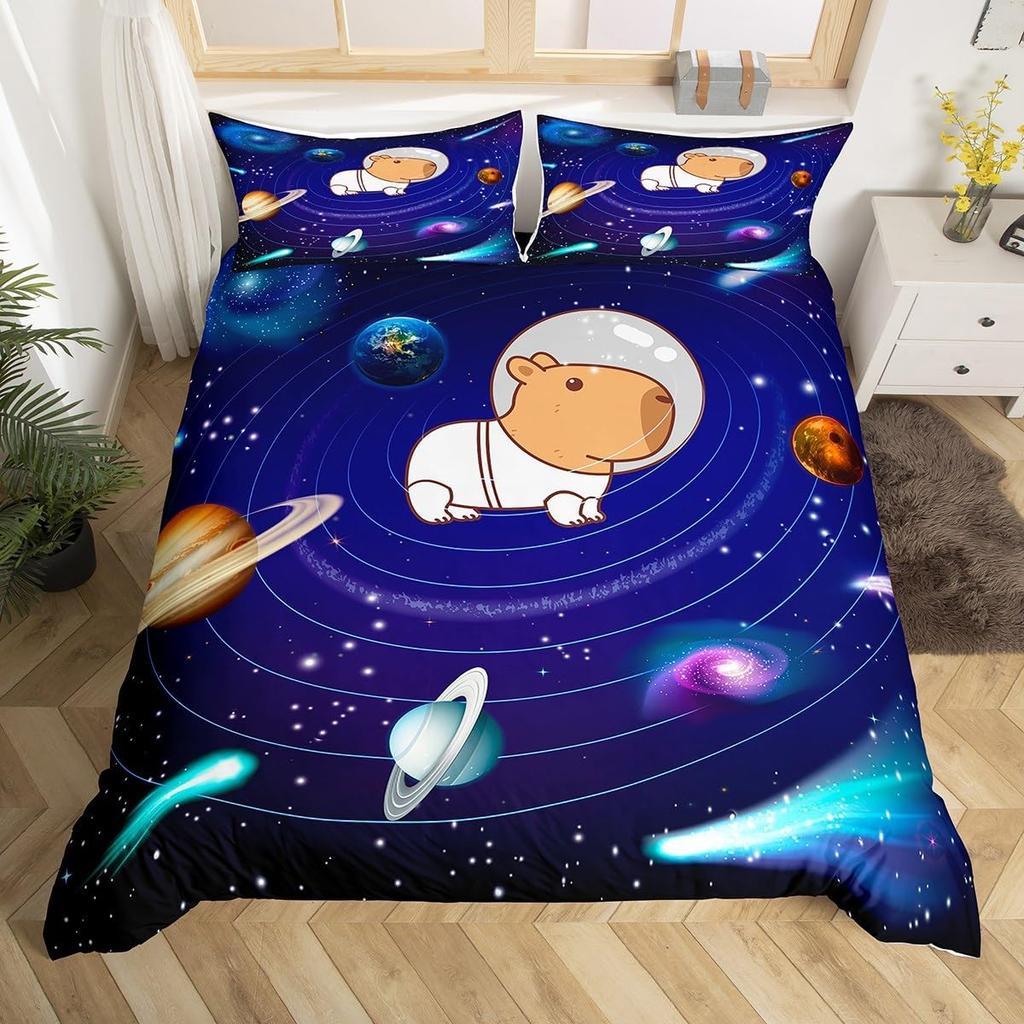 3D Пододеяльник с капибарой для любителей капибар, Милый забавный пододеяльник с капибарой, Постельный комплект с животным-грызуном каваи на тему природы