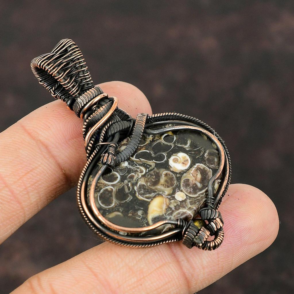 Подвеска из агата туррителла, подвеска из медной проволоки, подвеска из лазурита, ювелирные изделия ручной работы, подвеска из натурального драгоценного камня, ювелирные изделия из медной проволоки