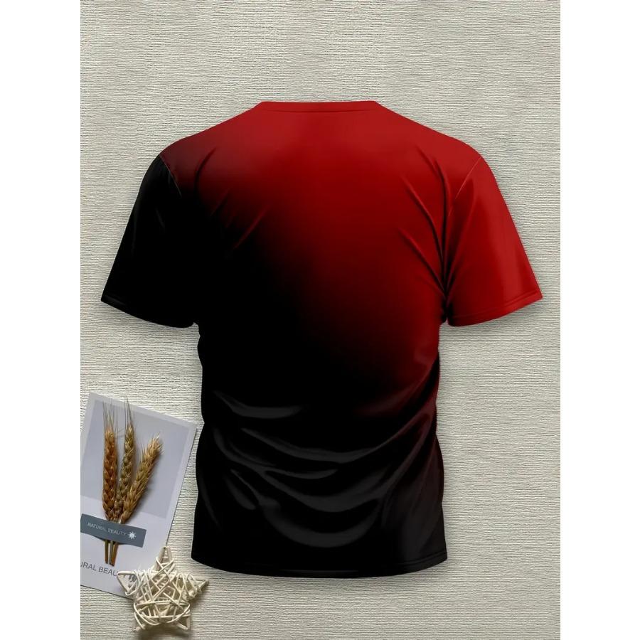 Мужская повседневная футболка с круглым вырезом и графикой сердцебиения рыбалки, 100% полиэстеровое трикотажное полотно с небольшой эластичностью, футболка с коротким рукавом обычного кроя