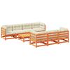 8 piece garden sofa set with cushions wax brown pine wood