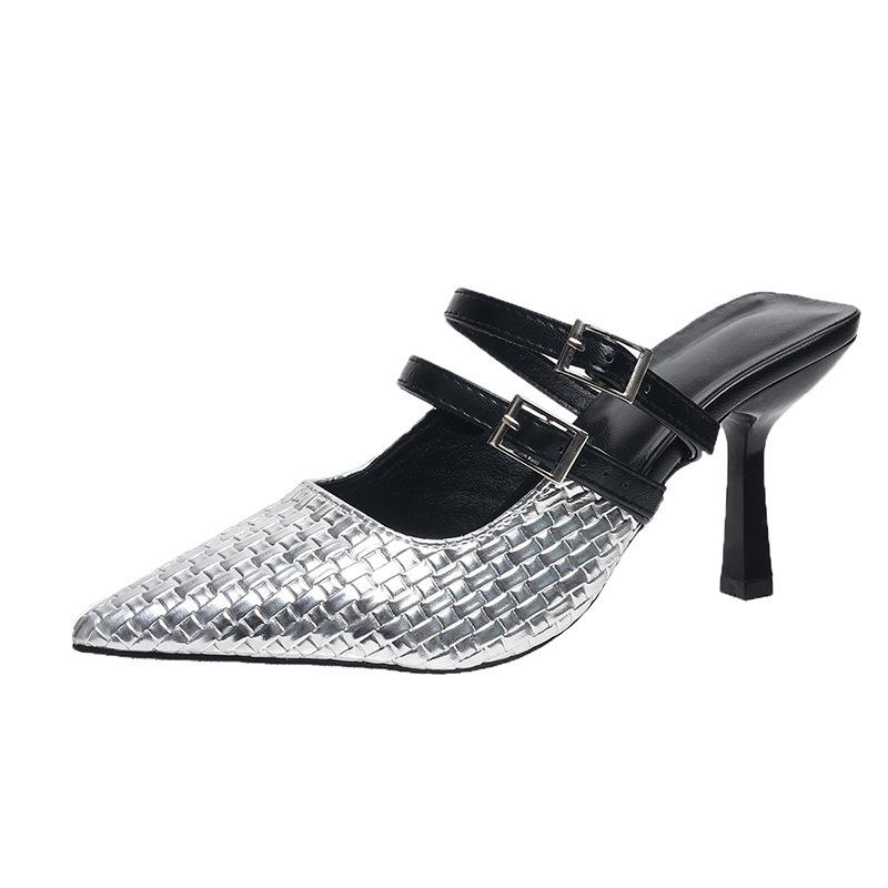 Тапочки Baotou на шпильке, французские ретро-полушапки, новые летние тапочки 2025 года, ленивые, одна педаль, классные тапочки Baotou для женщин