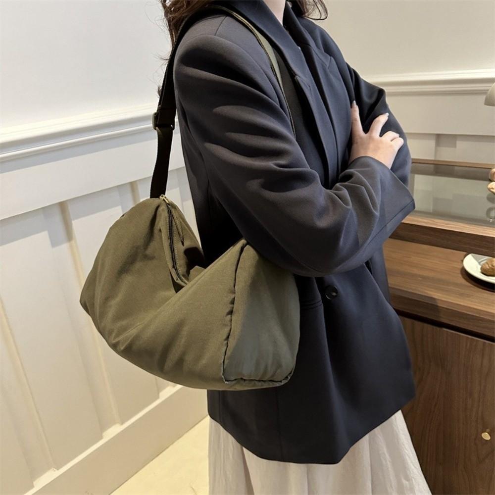 Japanese Style Simple Crossbody Bag Solid Color Canvas Pillow Bag Versatile Shoulder Bag Student