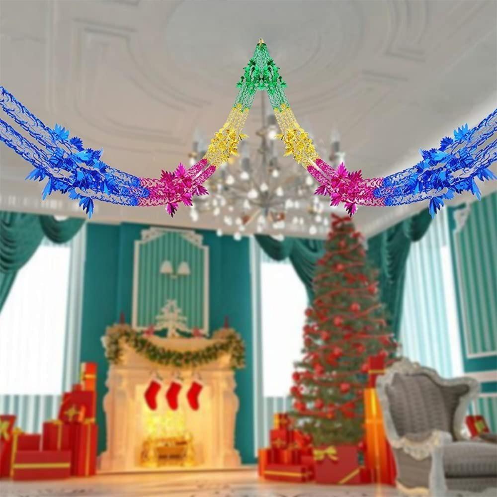 Xmas Gift Party Supplies Hanging Decoration Ceiling Wreath Metalic Foil Garland Christmas Decor