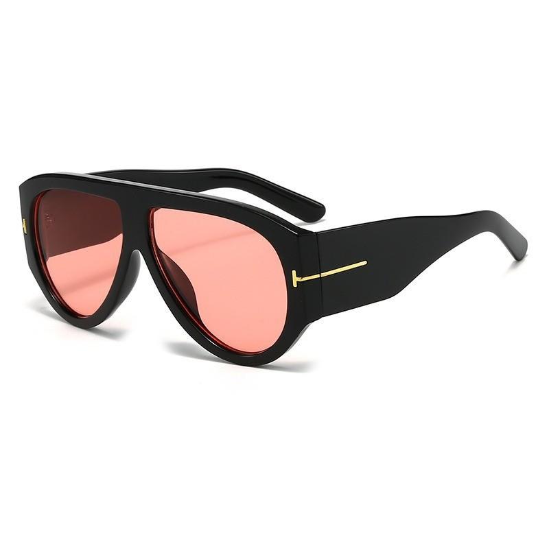 European and American retro large-frame pilot sunglasses for women ins fashionable, simple and versatile, showing a small square face, sunglasses f