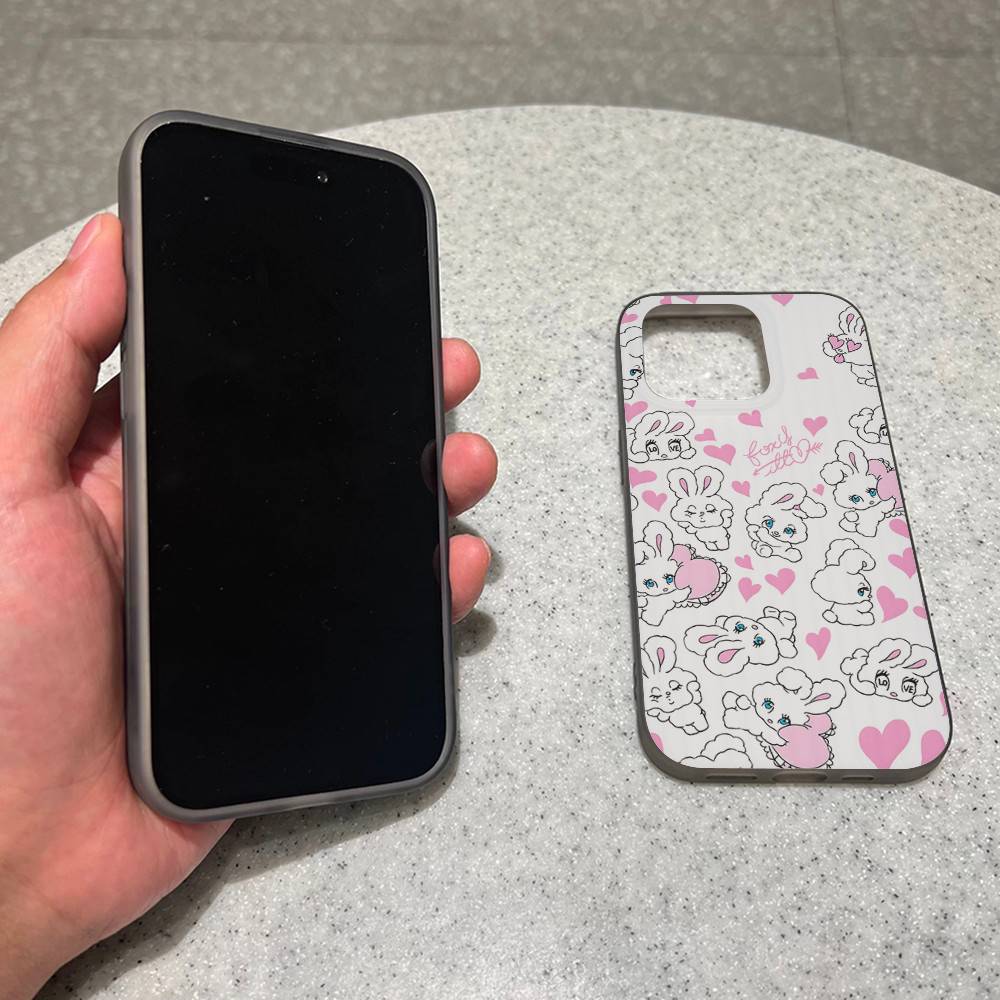 Милый Мультяшный Кролик Эстер Чехол для Телефона для IPhone 17 16 15 14 13 12 11 Гофрированный Матовый Мягкий Чехол Противоскользящий