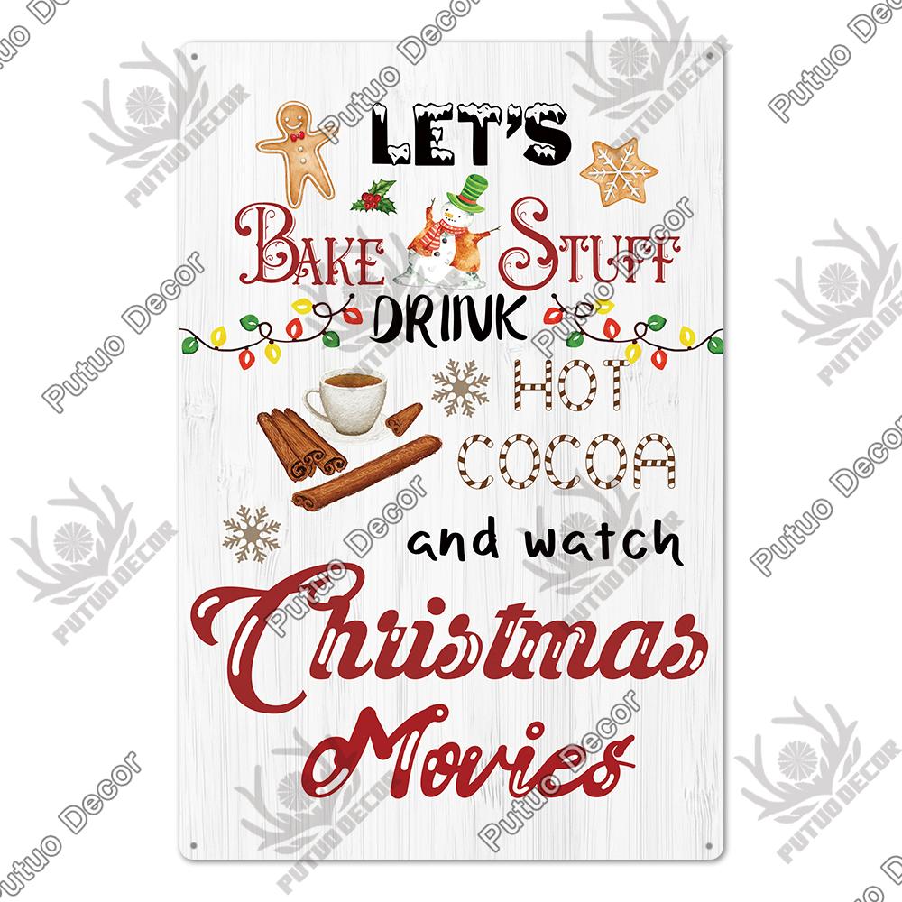 Decor Christmas Vintage Tin Sign Plaque Metal Retro Plate Poster for Club Living Room Kitchen Home Wall Art Decoration