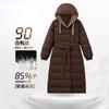 25 Зимний пуховик плюс длинный до колена пух белой утки простой темперамент женская одежда новый с капюшоном двусторонний