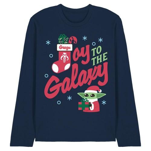 Star Wars: The Mandalorian Unisex Adult Grogu Long-Sleeved Christmas T-Shirt