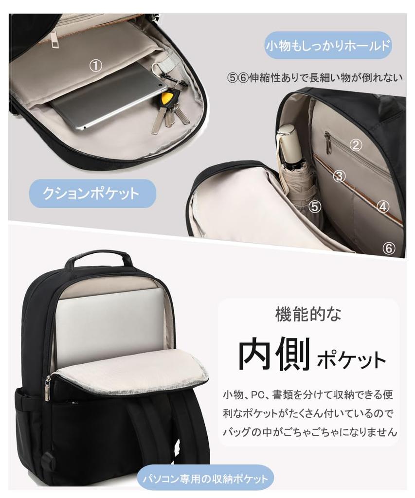 Shaelyka Business Large Perfect for A4 Nylon Women's Backpack, Capacity, Commuting, Stylish, Waterproof, Size, PC, Multi-functional, Black,