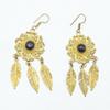 Brass Gold Plated Women's Earring, Natural Gemstone Cabochon Jewelry, Fashion Jewelry, Handmade Earring, Black Onyx Earring