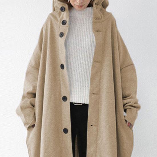 Женское зимнее пальто с капюшоном, однобортное, нерегулярный подол, с длинными рукавами, до щиколотки, с толстыми карманами, сплошной цвет, женский уличный плащ