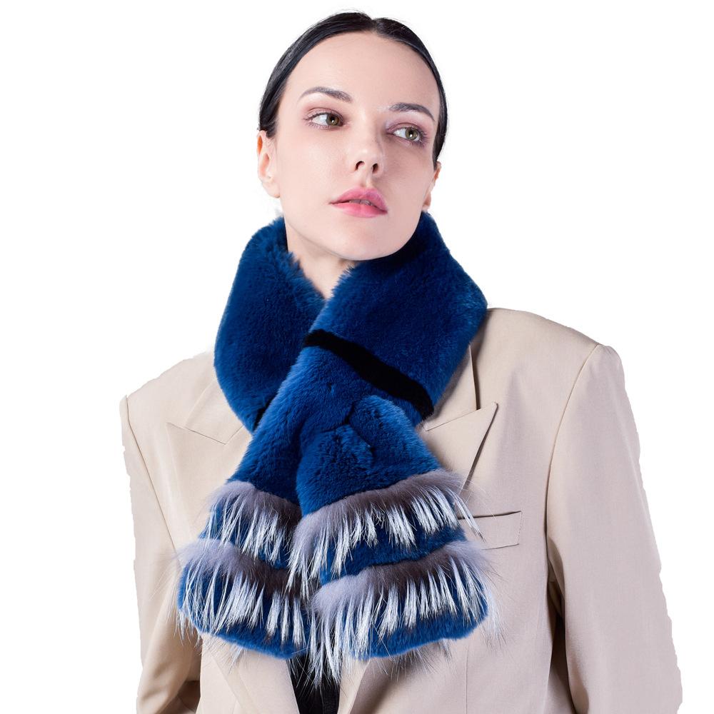 Шарф из натуральной шерсти кролика Рекс, корейская версия, простой длинный плюшевый плетеный плюшевый шарф, теплый и утолщенный, универсальный, для женщин
