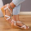 2025 New Summer Wedge Heel Sandals Women's Bohemi Korean Version Casual Handmade Beaded Flat Beach Sandals In Stock