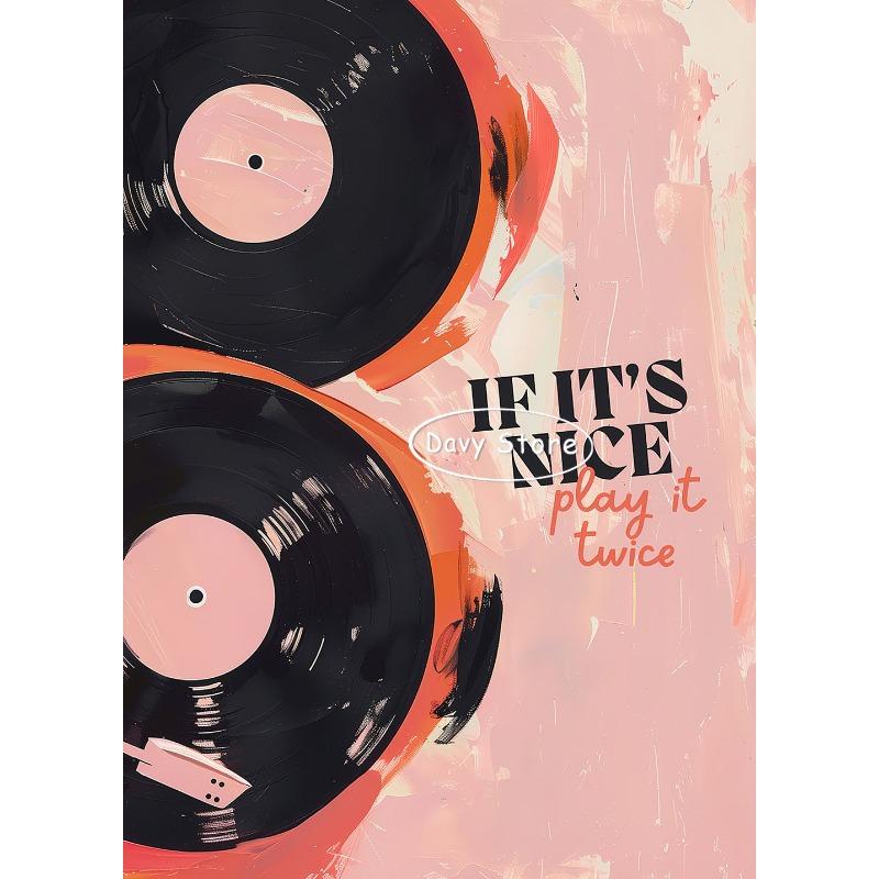 Винтажный проигрыватель кассетный магнитофон музыкальный постер эклектичный розовый принт на стену ретро холст картина бар домашний декор эстетика