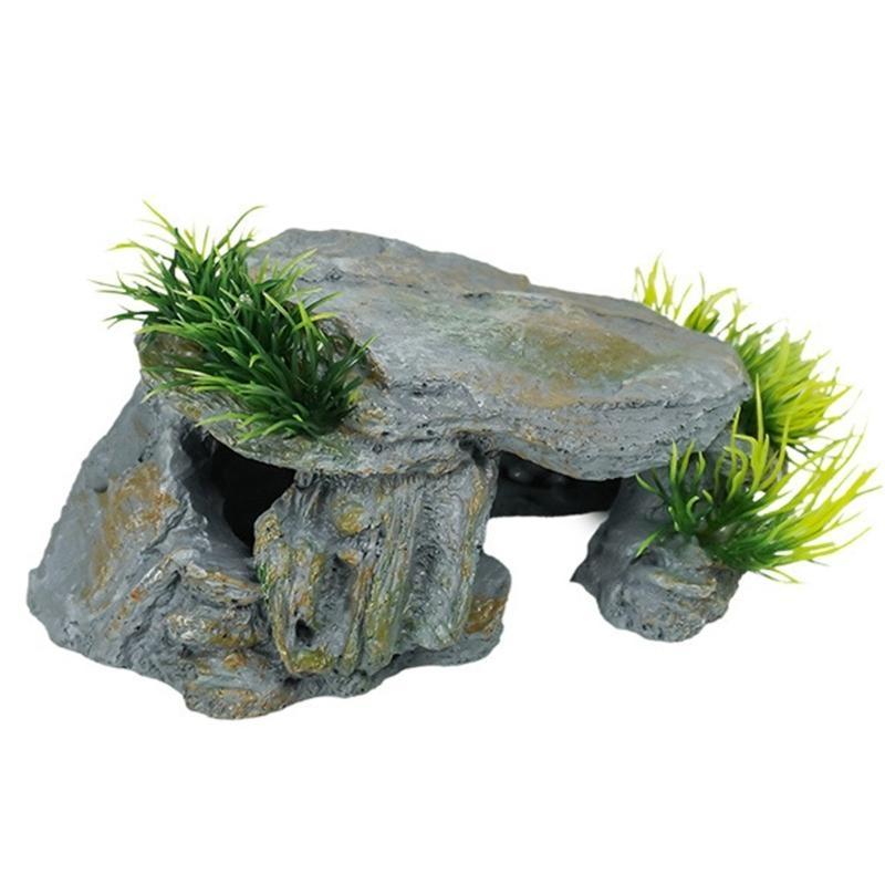  Aquariums Resin Shelter Cave Landscape Decoration Terrariums Basking Platform Reptiles Hideouts Cave Habitats Ornament