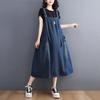2024 Летнее платье больших размеров, женское джинсовое свободное длинное платье, винтажное повседневное базовое без рукавов большого размера