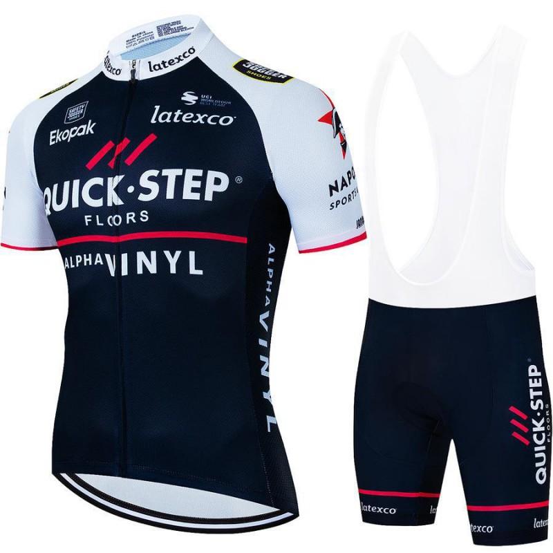Quick Step Team Cycling Jersey Bib Shorts Set Men Women Breathable Ride Wear