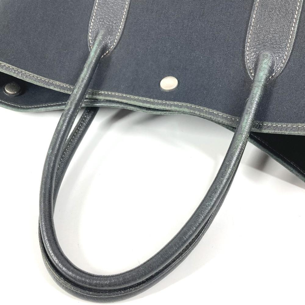 HERMES Garden File MM Bag Tote Bag Shoulder Bag Leather / Canvas Black