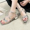 Fashion 2025  Summer Women's Fashion Square Toe Open Toe Narrow Strap Sandals New Bow Designer Outdoor Wedding High Heels Plus Size