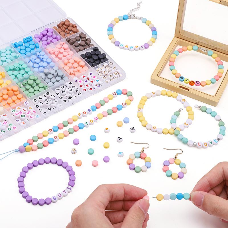 480 шт./коробка Акриловые бусины Буквы Круглые Свободные Разделительные бусины Для DIY Браслет Ожерелье Изготовление Ювелирных Изделий Аксессуары