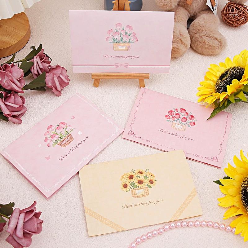 1 шт. Поздравительная открытка 3D Букет подсолнухов Открытка на день рождения Всплывающая Креативная бумажная открытка Розы Тюльпаны