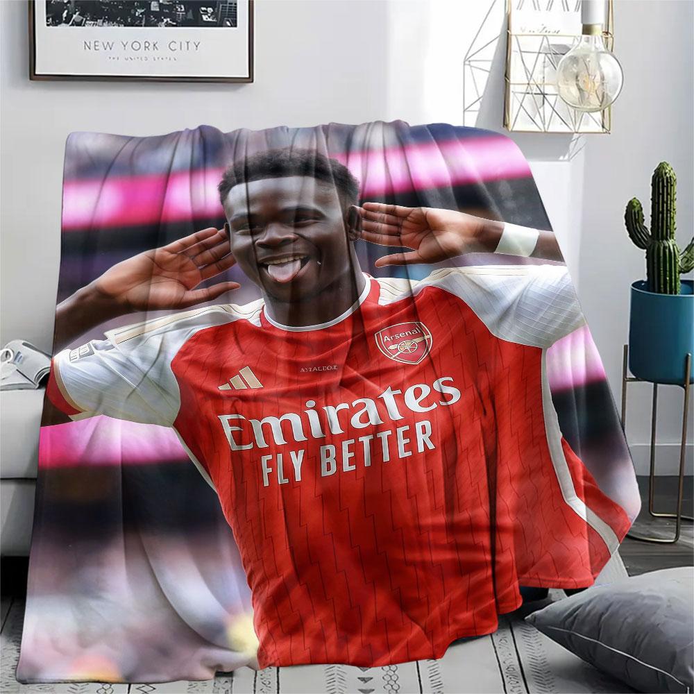 Bukayo Saka Printed Flannel Blanket, soft throw for bedroom sofa, washable, fan merchandise, great gift.