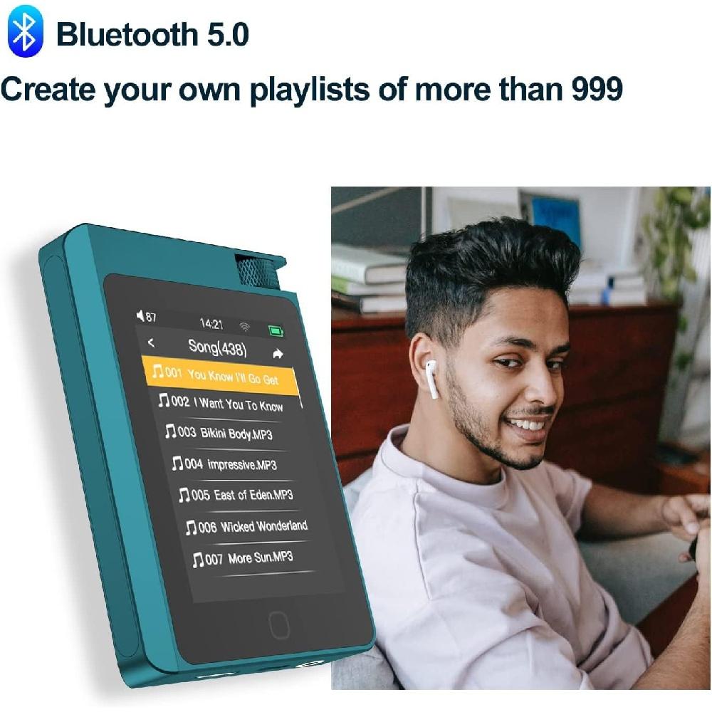 Hi-Fi MP3-плеер без потерь, 16 ГБ, Bluetooth 5.0, портативный музыкальный плеер высокого разрешения DSD с 2,8-дюймовым сенсорным экраном, поддержка до 512 ГБ
