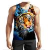 Животное Тигр 3D Принт Майки Мужские Повседневная Уличная Мода Спортивная Одежда Жилет Оверсайз Безрукавка Тренажерный Зал Мужская Одежда