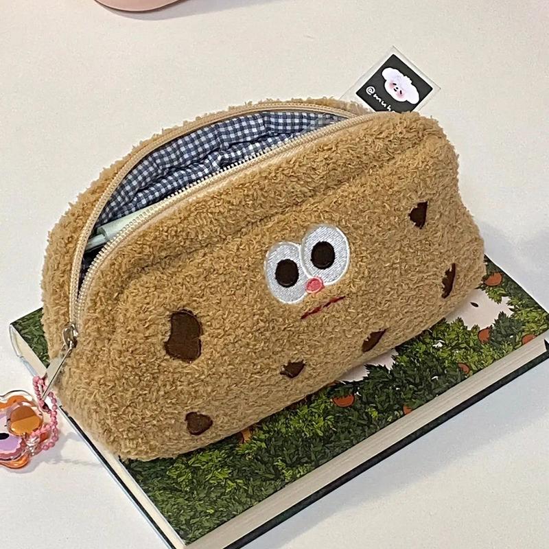 Мультяшный плюшевый пенал для печенья, милая мягкая сумка для карандашей, кавайная сумка для хранения канцелярских принадлежностей, портативная дорожная косметичка