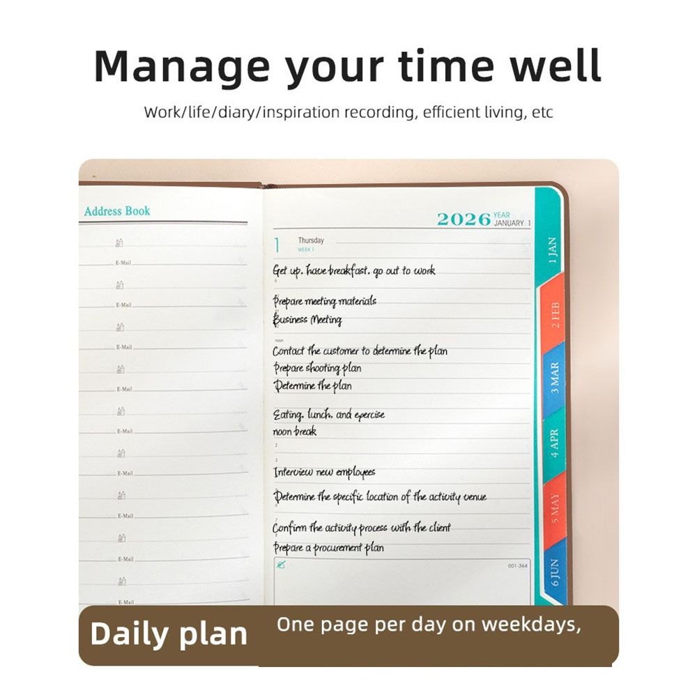 Thick Paper A5 Daily Planner Notebook Task Priority Year Planner Notepad Note Taking