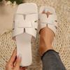 Large Size Women's Summer New 3 Women's Square Head Flat Bottom One-word Drag Lazy Drag White