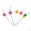 50 шт. гибкие красочные пластиковые соломинки для питья с фруктовыми украшениями A