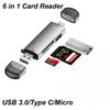 Многофункциональный кардридер 6 в 1 Type C 6 в 1 OTG-адаптер USB-адаптер Кардридер Micro SD для ПК