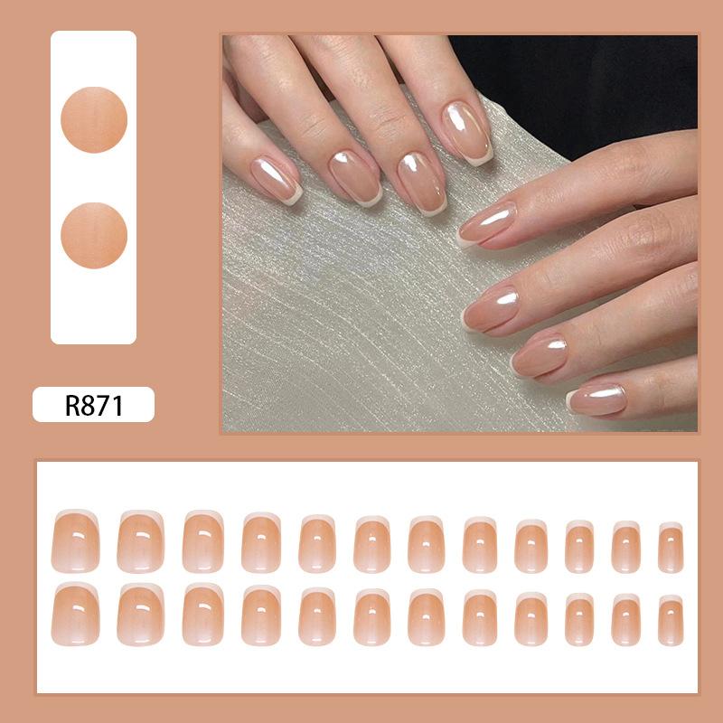 24 Pcs Wearing Nail Piece French Removable Nail Piece Nail Art Patch Nail Piece Simple Short Nail Fake Nail Piece 24 Pieces