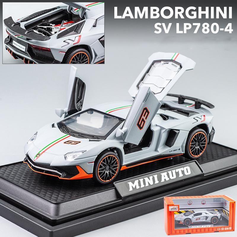 1:32 Scale Lambo LP780 Model Car, Zinc Alloy Pull Back Toy Car with Sound and Light for Kids Boy Girl