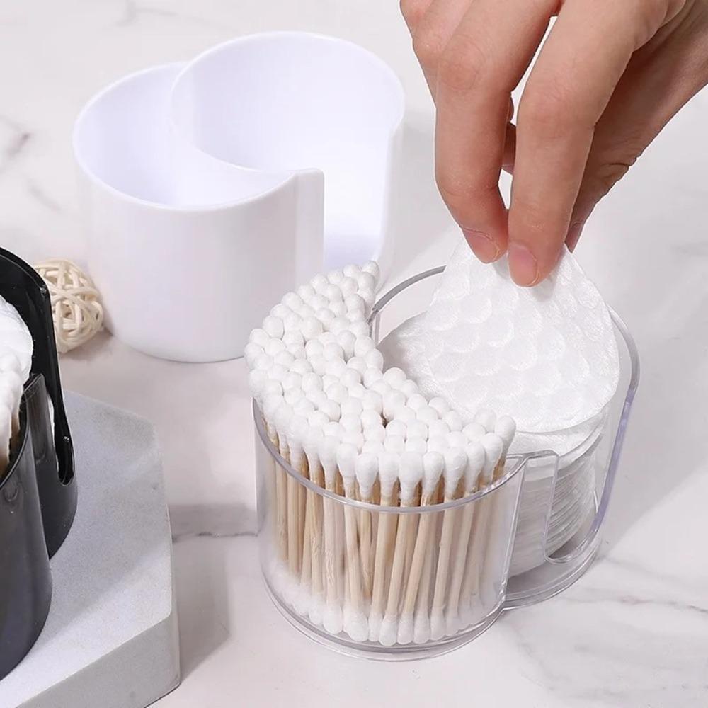 Transparent Acrylic Cotton Swab Box Powder Puff Storage Makeup Organizer Bathroom Organizer