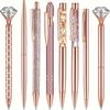 Набор шариковых ручек Rose Gold - Стильные металлические ручки с хрустальными акцентами - Идеально для студентов, офиса, подарков и свадеб