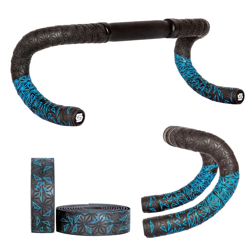 Амортизирующая градиентная лента для руля велосипеда с узором хризантемы - дышащая, двухцветная, износостойкая ПУ для шоссейных велосипедов.