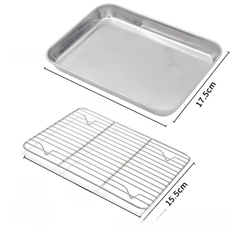 Прямоугольная тарелка из нержавеющей стали с фильтром-сеткой для жарки, приготовления на гриле и на пару