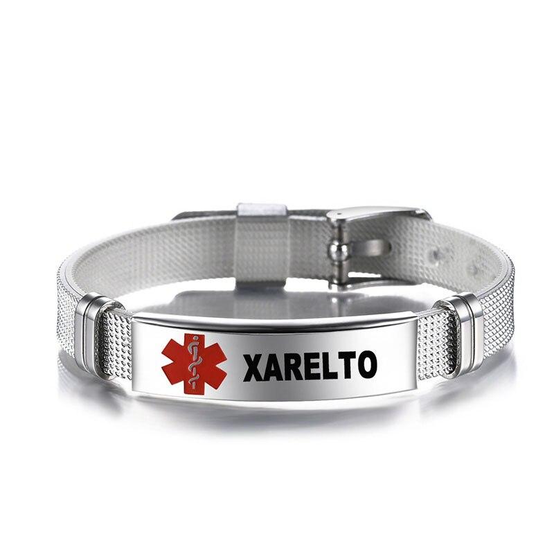 Medical Alert Bracelets Allergy Bangle Bracelet Type 2 Diabetic Stainless Steel Medical Logo Wristband Cool Men Women Jewelry