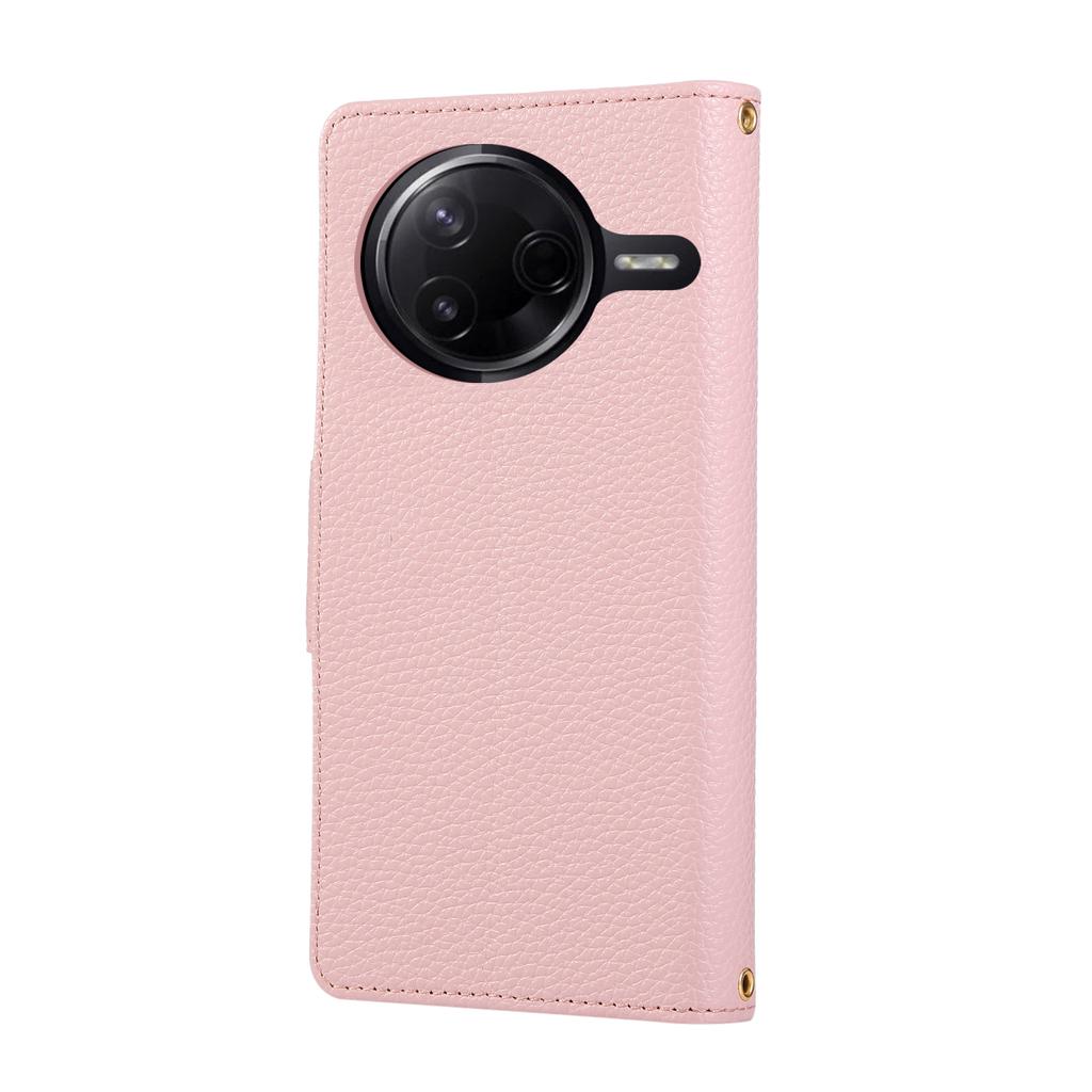 Чехол-кошелек на молнии из кожи для Xiaomi Poco F7 Pro 5G/Redmi K80 5G с ремешком на запястье