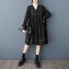 Long Sleeve Plus Size Vintage Black New In Dresses for Women Casual Loose Midi Spring Autumn Dress