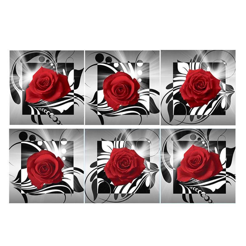 Huacan Red Rose 5D DIY Full Drill Diamond Painting 3-pictures Combination Kits