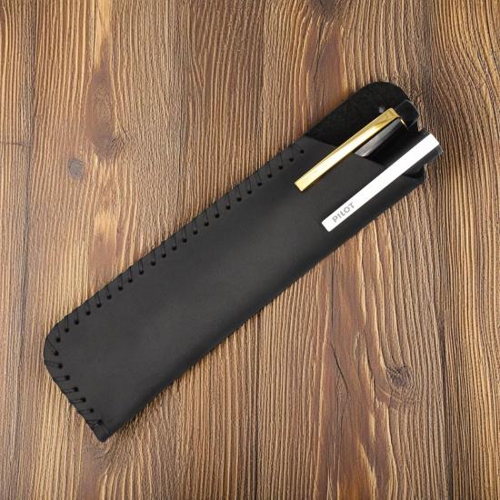 Handmade Leather Double Pen Case Crazy Horse Leather Fountain Pen Pouch Protective Sleeve Cover