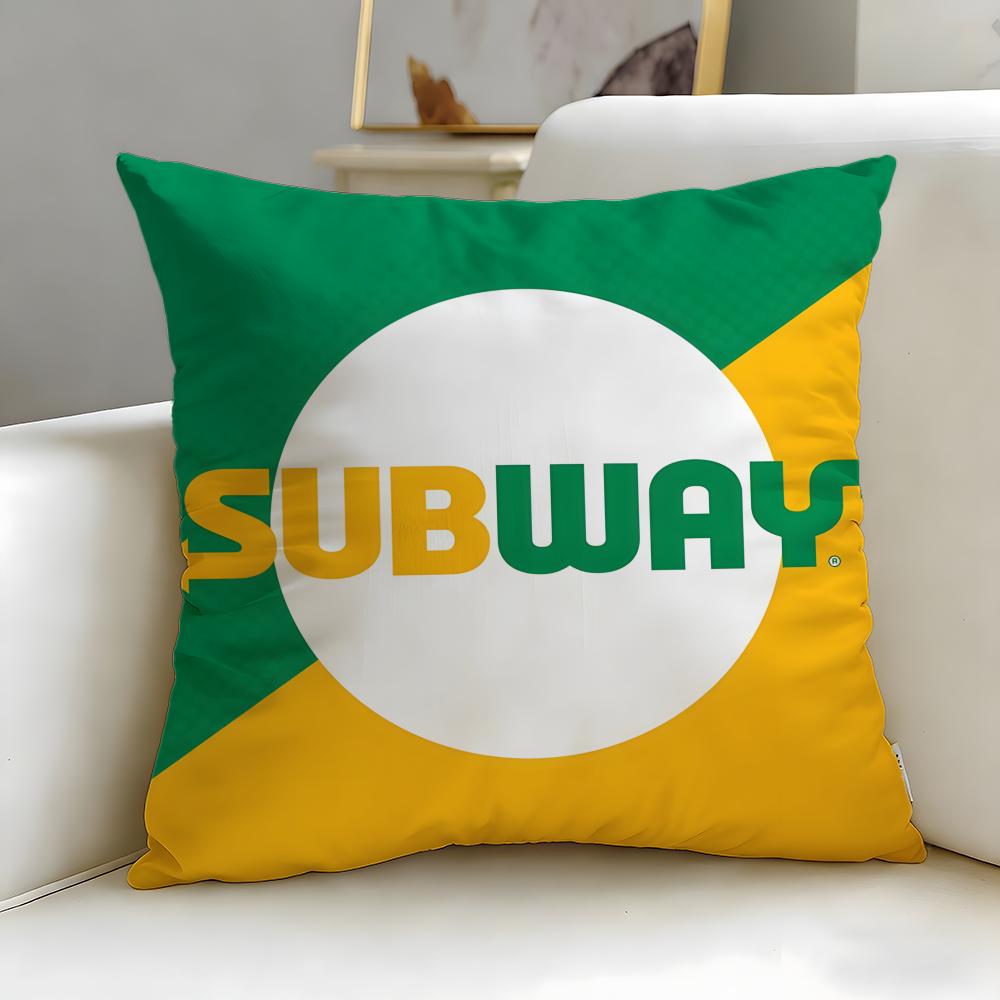 classic restaurant brand Subway Cushion Cover Soft  EasyWash Pillow Case  Versatile for Couch Bed Travel and Office