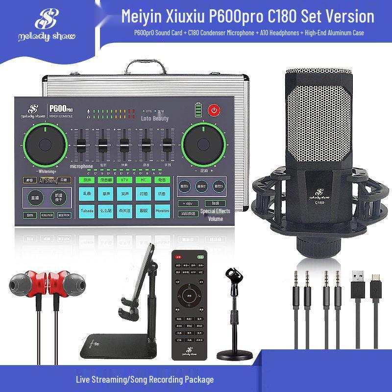 Звуковая карта и микрофонный набор Meiyin Xiuxiu P600pro C180 – Совместимы с мобильным телефоном и компьютером